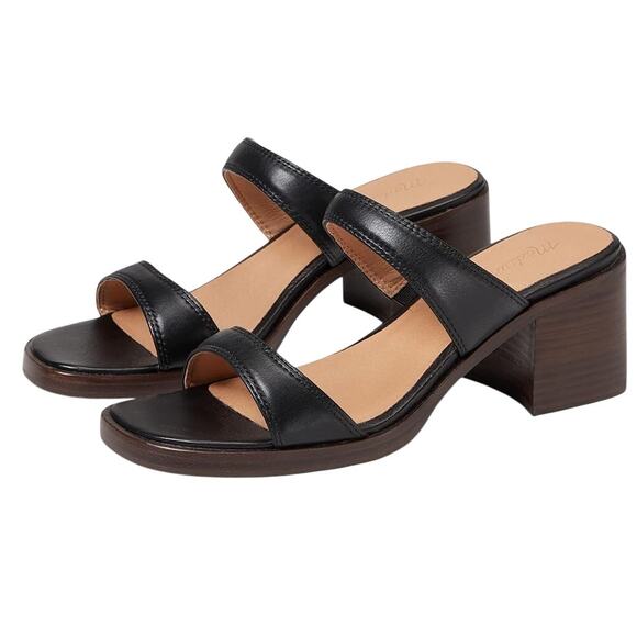 Madewell Shoes - Madewell Womens The Saige Double-Strap Sandal US 6.5 Black Leather EUC